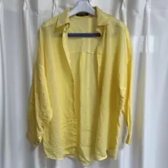 SPRAY シースルー　長袖　シャツ　黄色　ストライプ