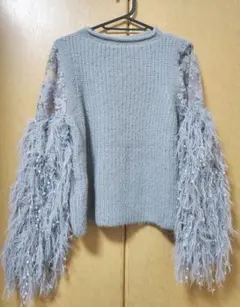 ニット トップス 3着 まとめ売り シースルー スリーブ フラワー 花柄