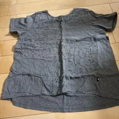 drug store's 刺繍入りグレー半袖Tシャツ