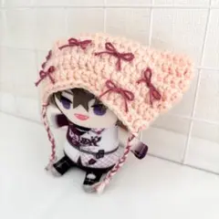 にじぱぺ帽子 猫耳 帽子 リボン ピンク にじパペット パペ服 ぬい服
