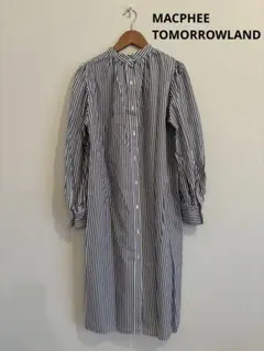 【美品】MACPHEE ストライプ コットンシャツワンピース
