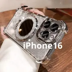 ラスト1点　iPhone16 ケース MagSafe対応 ラメ ミラー リング付