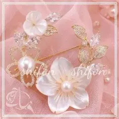 桜 フラワー ブローチ パール ギフト ホワイト 卒園式 入園式 卒業式 Ⅱ