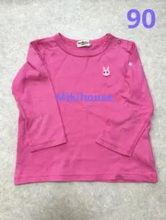 Mikihouse ウサギ刺繍 ピンク長袖Tシャツ