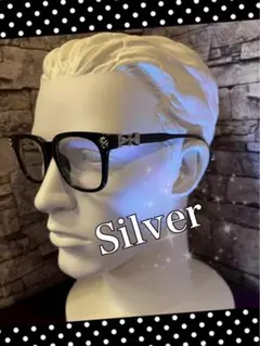 ＊大人気＊ クロスデザイン 伊達メガネ ブルーライトカット [シルバー]