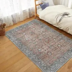 洗えるラグ120×160cm ペルシャ風 ホットカーペット対応 アンティーク花柄
