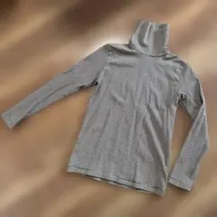 無印良品＊起毛フライス編みタートルネック長袖Tシャツ＊黒ボーダー＊Mサイズ