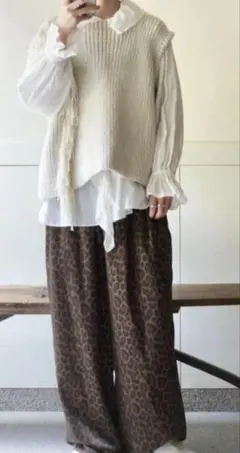 ジャーナルスタンダードラックス　レオパードサテンイージーパンツ⭐︎ブラウン美品