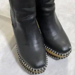 【MOUSSY】サイドゴア厚底ブーツ Sブラック ウッドヒール チェルシーブーツ