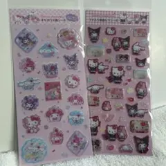 2枚セット⭐️サンリオ　すりガラス風シール　ラメ入り樹脂もりシール