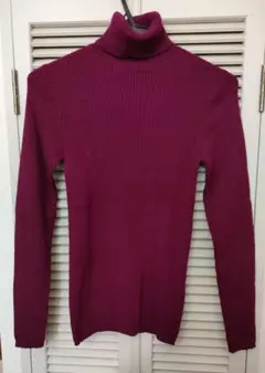 LOWRYS FARM ウール100% パープル タートルネックセーター