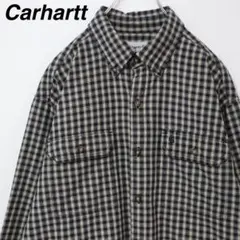 【渋デザイン】カーハート BDシャツ チェック柄 刺繍ロゴ Wポケット Lサイズ