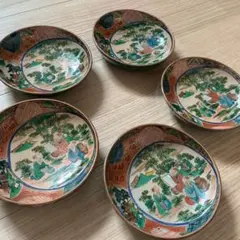 古伊万里】江戸後期 金襴手 御所車花文 五寸皿 5客揃 - メルカリ