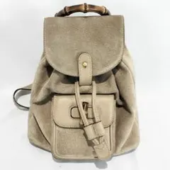 6月バーゲン【希少カラー美品・保存袋付】GUCCIバンブースエードミニ 