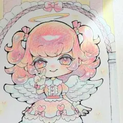 アナログ 絵 色紙 イラスト 手描き 女の子 21×18サイズ 手描きイラスト 女の子21 色紙 アナログ c1 - メルカリ