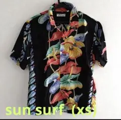 良品】SUGAR CANE 和柄アロハシャツ ネイビー ストライプ Lサイズ 