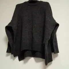 mizuiro ind クルーネックオーバーサイズニット　チャコールグレー