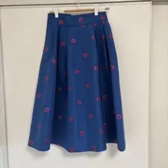REDYAZEL 花柄刺繍 フレアスカート ブルーのサムネイル