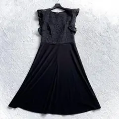 ローレンラルフローレン レースワンピース 花柄 切替 黒 M-L 4