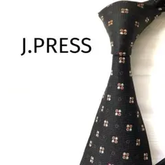 Jプレス J.PRESS ネクタイ　水玉　デザインドット　ブラック系