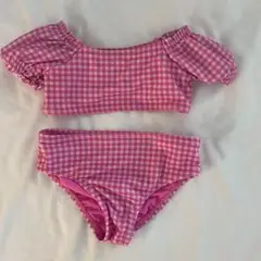 GAPBABY ギャップベビー　女の子水着　ビキニ　チェック　オフショルダー80