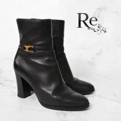 【現行】CELINE セリーヌ トリオンフ金具 レザーショートブーツ ブラックのサムネイル