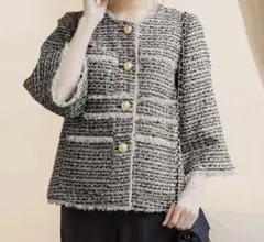 【新品】ツイードノーカラージャケット 2Lsizeのサムネイル