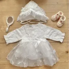 ベビー セレモニー ドレス お宮参り 100日 退院 結婚式 ホワイト 白 60