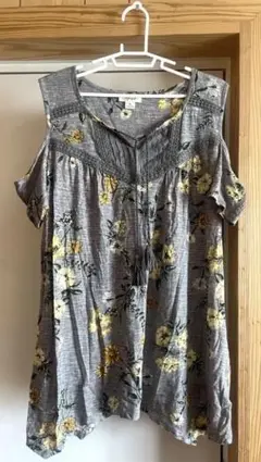 style & co 花柄オフショルダーシャツ XL