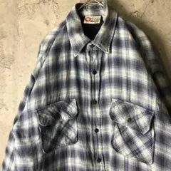 A1555古着　ネル　チェックシャツジャケット　オンブレ　シャドーチェック