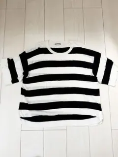 theory luxe 半袖サマーセーター白/黒ボーダー