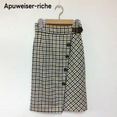 アプワイザーリッシェ チェック柄ラップ風スカート タイトスカート 秋服 S 0