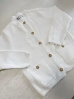 ZARA ホワイト カーディガン Mサイズ ボタン付き