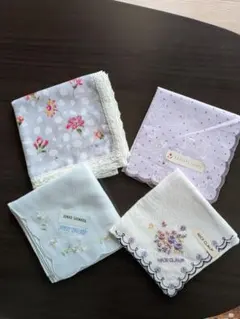 花柄レースハンカチ 4枚セット