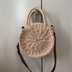 カゴバッグ　ショルダー　ピンク　ラウンド　フランフラン