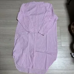 ロデオクラウンズ、ピンク、ストライプ、長袖、シャツワンピース、ロングシャツ