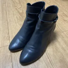 elegance卑弥呼サイドコアブーツ　アンクル　レザー　ヒール　ブラック24㎝