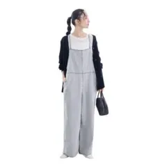 coenコットンレーヨンデニムサロペット Lサイズ