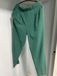 【春夏】グリーン テーパードパンツ ウエストゴム