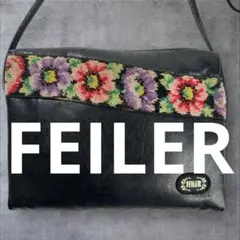 FEILER フェイラー 花柄 シュニール織 レザーショルダーバッグ