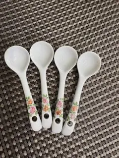 花柄 陶器製 スプーン 4本セット