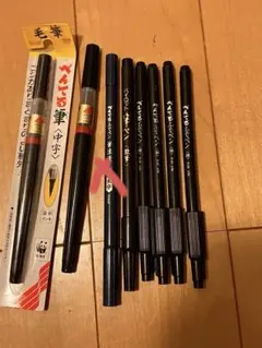 펜 6개, 파일럿, 붓펜 1개, 검은색