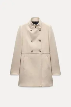 ZARA ダブルブレスト ハイネック ウールブレンドコート