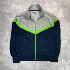 00s NIKE トラックジャケット パイル地【L】配色◎　刺繍ロゴ　Y2K