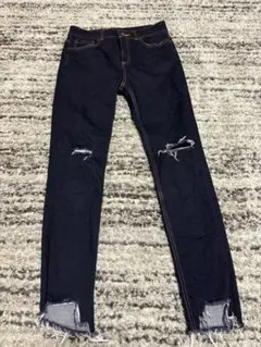 JEANASIS ダメージ加工 スキニーデニム ダークブルー