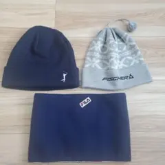 メンズゴルフ ニット帽2点　FILA ネックウォーマー 全3点セット