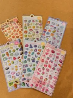 新品！ボンボンドロップ風シール ぷくぷくシール6種類セット　パステルカラー柄