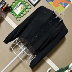 レトロ古着 レース✦ ブローチ付き 長袖 オーバーブラウス ヴィンテージ 古着