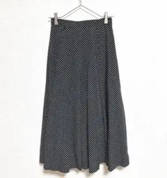 レディース ドット柄 フレアースカート 黒 白 日本製