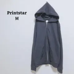 プリントスター　パーカー　羽織　フルジップ　綿　コットン100　シンプル　Мのサムネイル